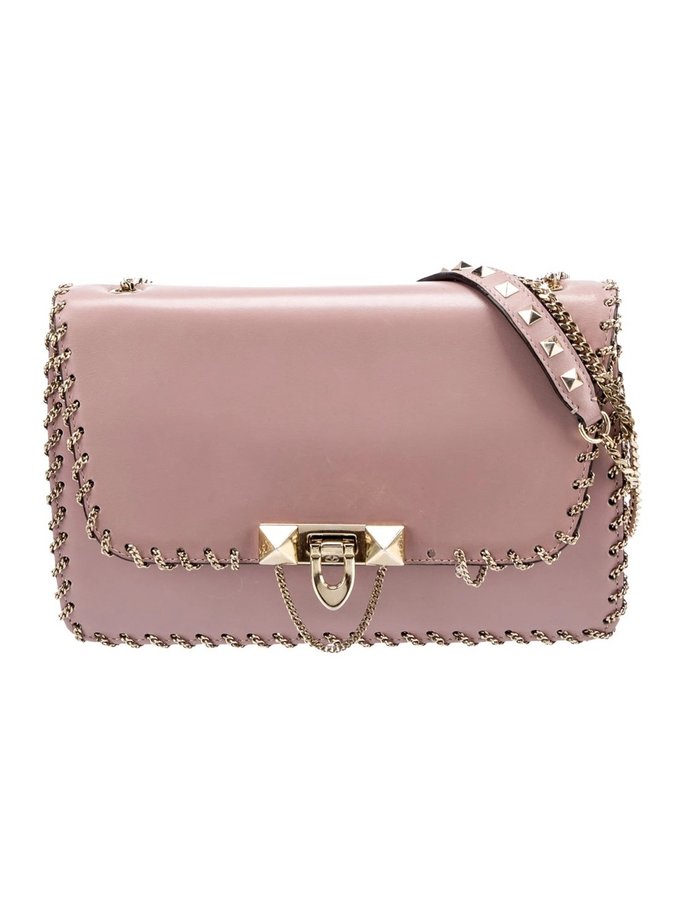 Valentino Garavani Dusty Pink Rockstud Chain Shoulder Bag